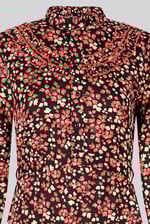 Red/Black Floral High Neck Viscose Mini Dress