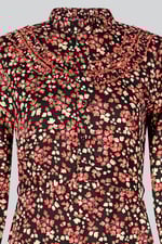 Red/Black Floral High Neck Viscose Mini Dress