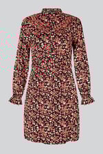 Red/Black Floral High Neck Viscose Mini Dress