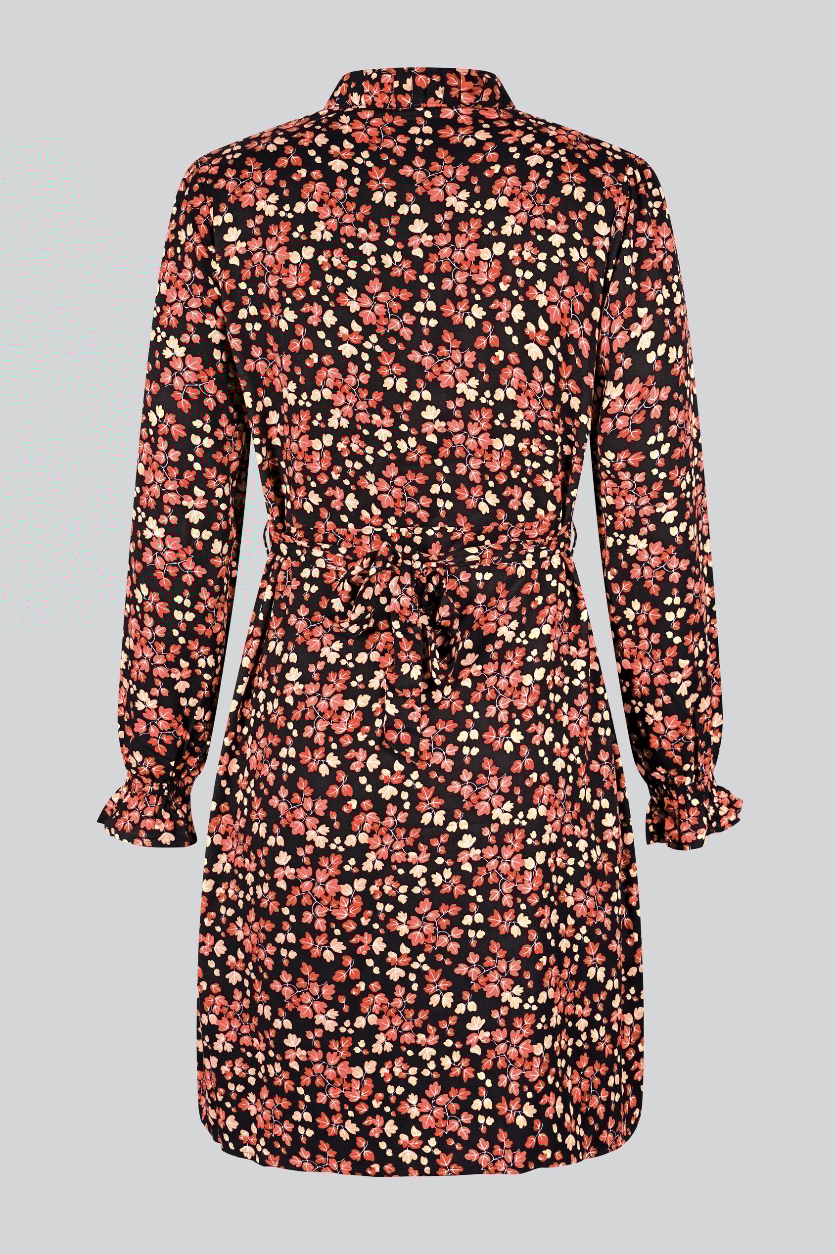 Red/Black Floral High Neck Viscose Mini Dress