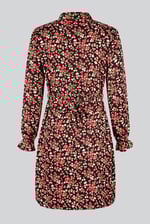 Red/Black Floral High Neck Viscose Mini Dress