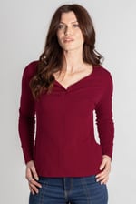 Scoop Neckline Long Sleeve Ribbed Top