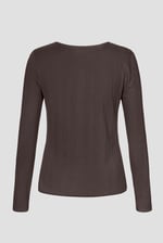 Scoop Neckline Long Sleeve Ribbed Top
