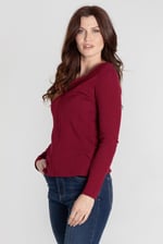 Scoop Neckline Long Sleeve Ribbed Top