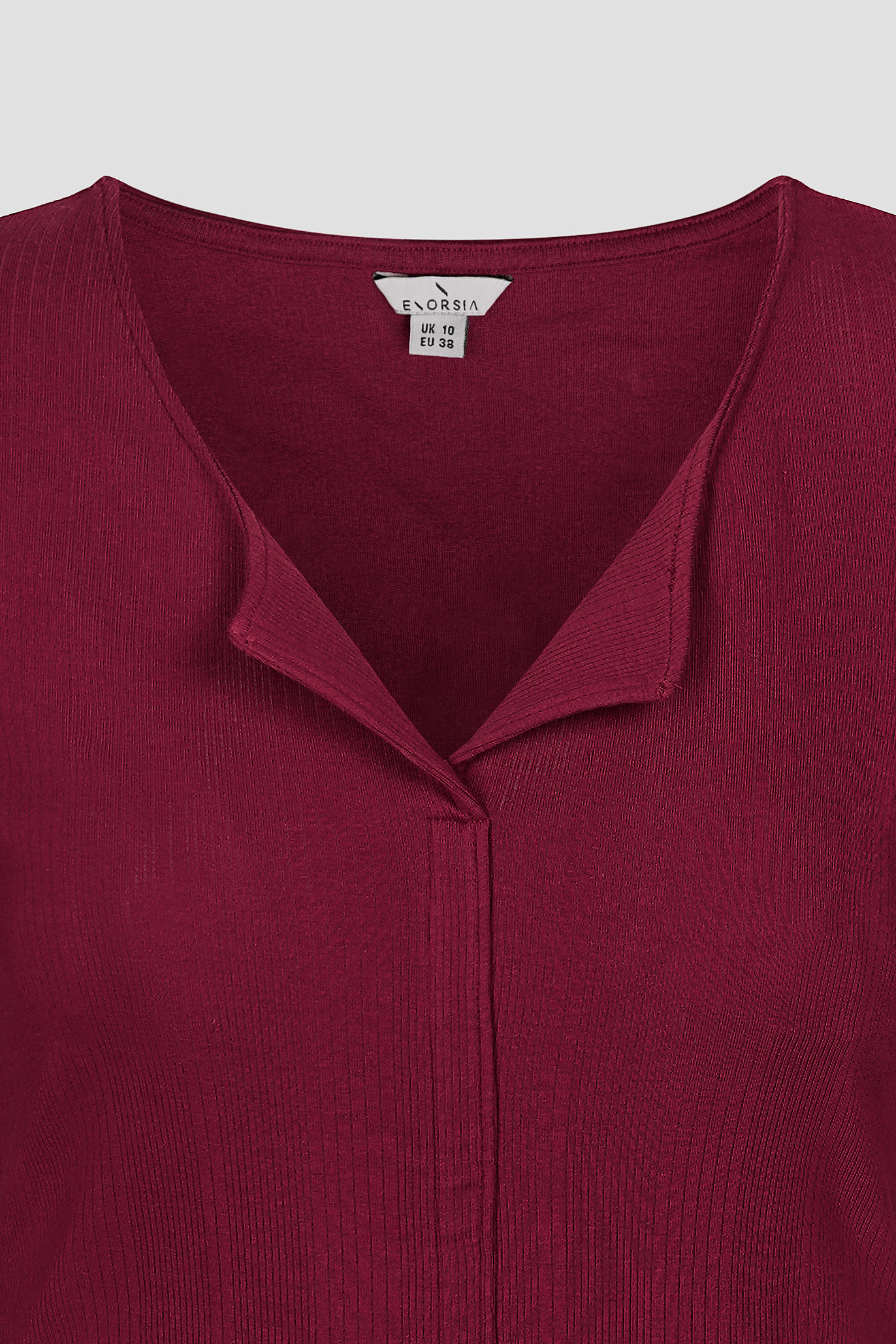 Scoop Neckline Long Sleeve Ribbed Top