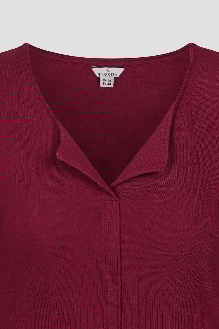 Scoop Neckline Long Sleeve Ribbed Top