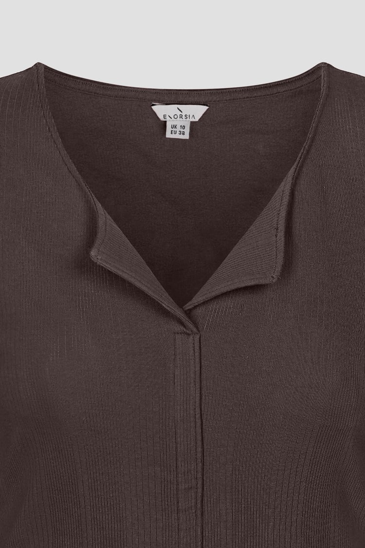 Scoop Neckline Long Sleeve Ribbed Top