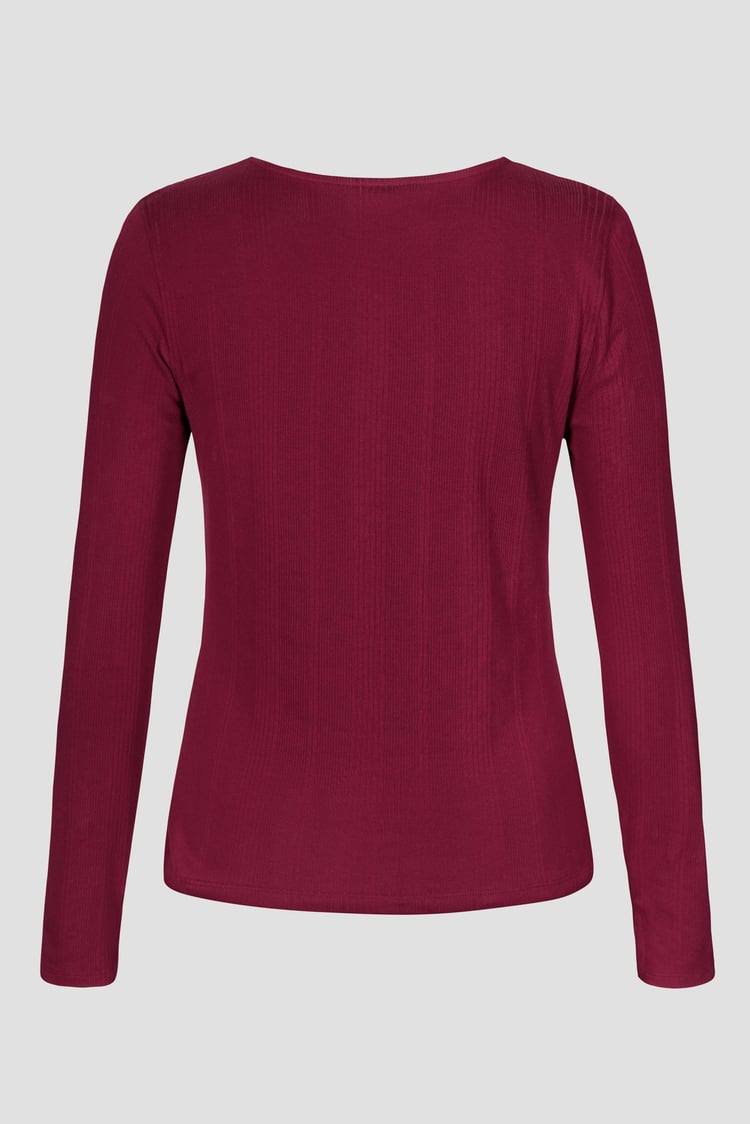 Scoop Neckline Long Sleeve Ribbed Top