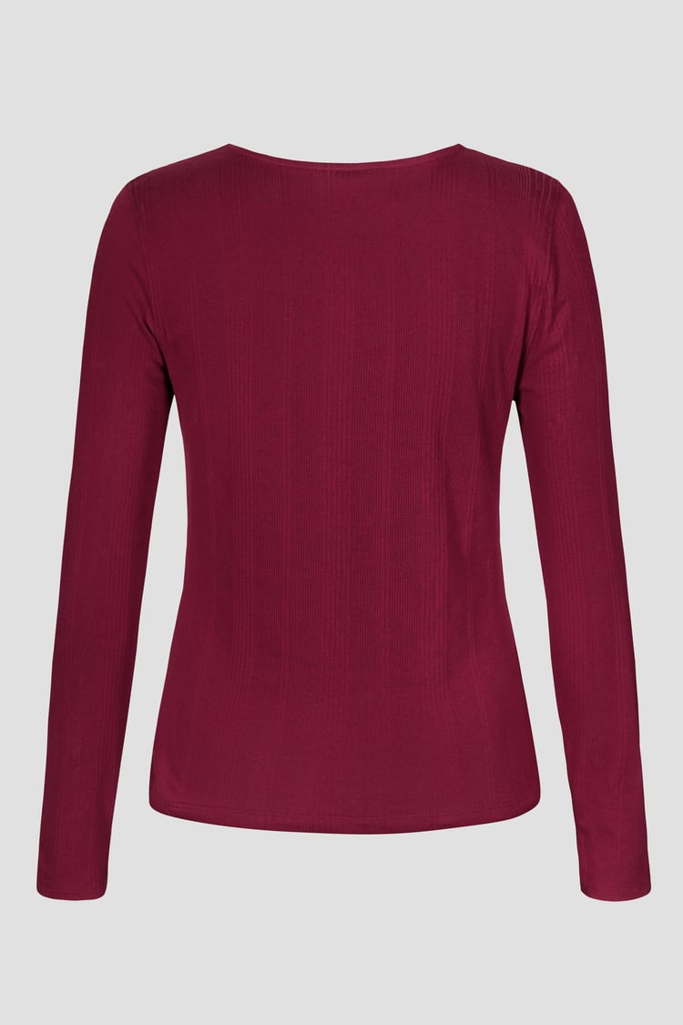 Scoop Neckline Long Sleeve Ribbed Top