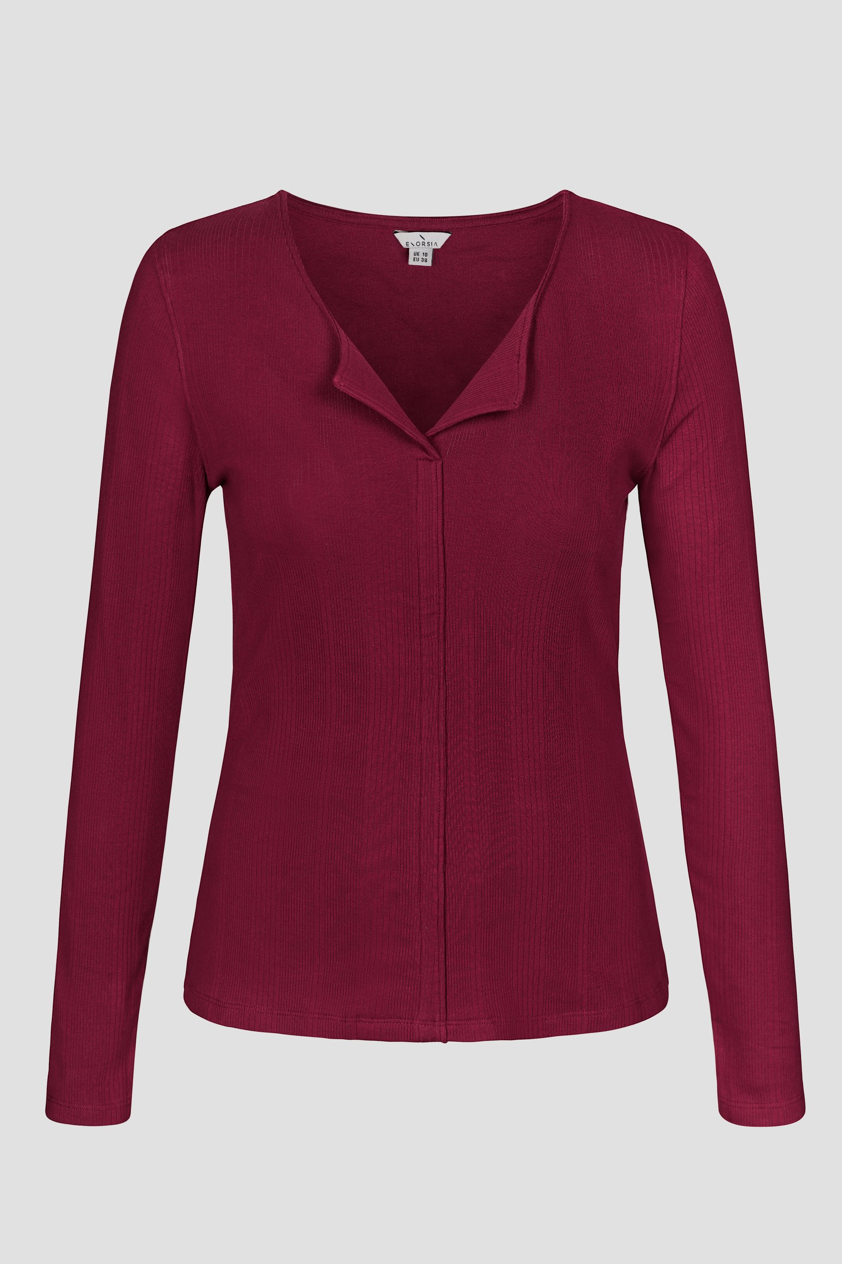 Scoop Neckline Long Sleeve Ribbed Top