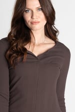 Scoop Neckline Long Sleeve Ribbed Top