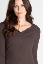 Scoop Neckline Long Sleeve Ribbed Top