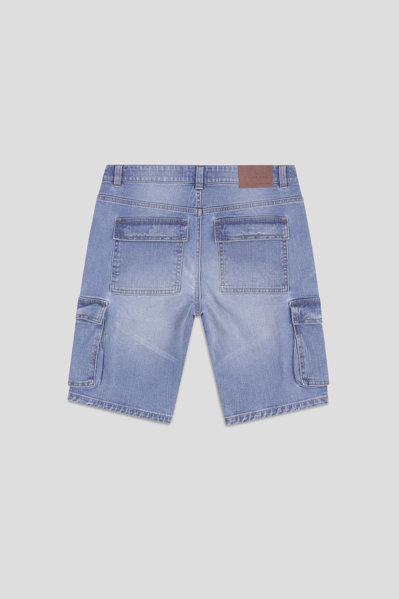 Mens Blue Denim Cargo Shorts