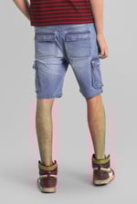 Mens Blue Denim Cargo Shorts