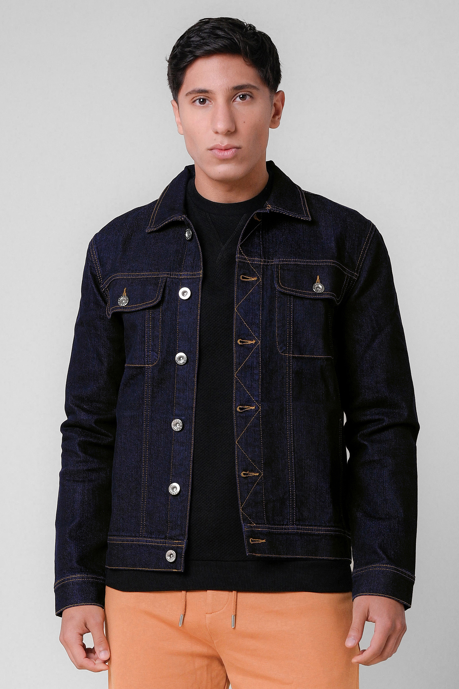 Long Sleeve Raw Denim Jacket