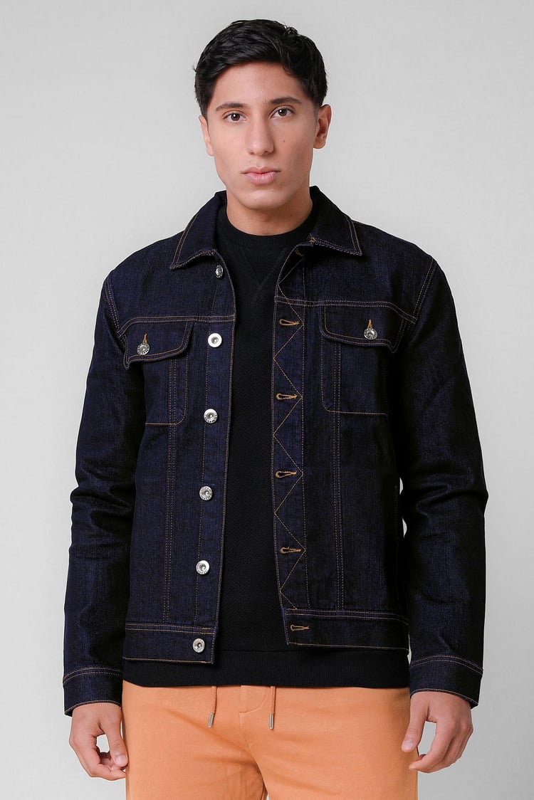 Long Sleeve Raw Denim Jacket