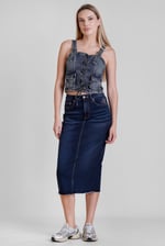 Lace-Up Front Fitted Denim Crop Vest