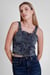 Lace-Up Front Fitted Denim Crop Vest