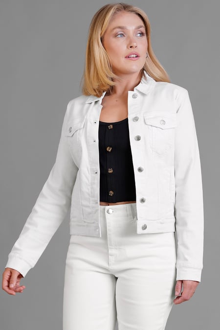 Women's White Denim Trucker Jacket