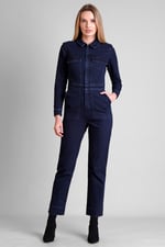 Women's Front Zipped Denim Jumpsuit