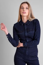 Women's Front Zipped Denim Jumpsuit
