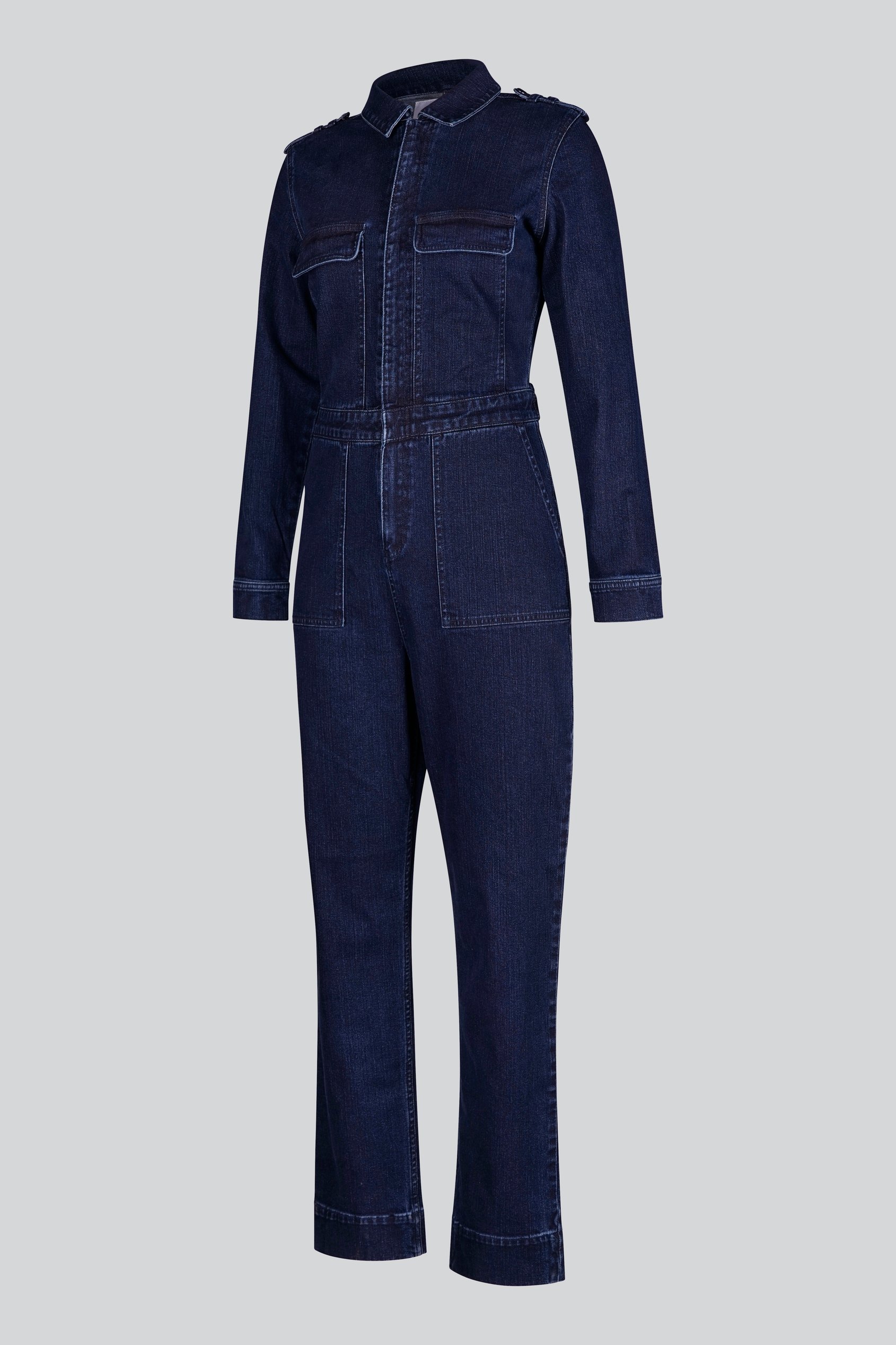 Women's Front Zipped Denim Jumpsuit