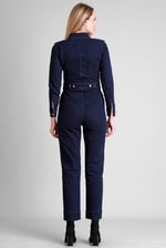 Women's Front Zipped Denim Jumpsuit