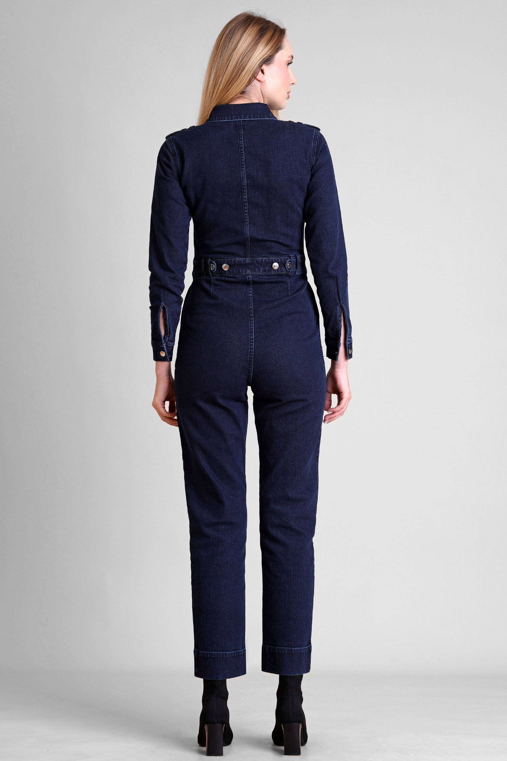 Women's Front Zipped Denim Jumpsuit