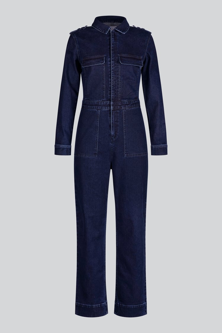 Women's Front Zipped Denim Jumpsuit
