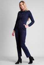 Women's Front Zipped Denim Jumpsuit