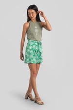 Womens Ruffle Tie-Front Dandelion Printed Shorts
