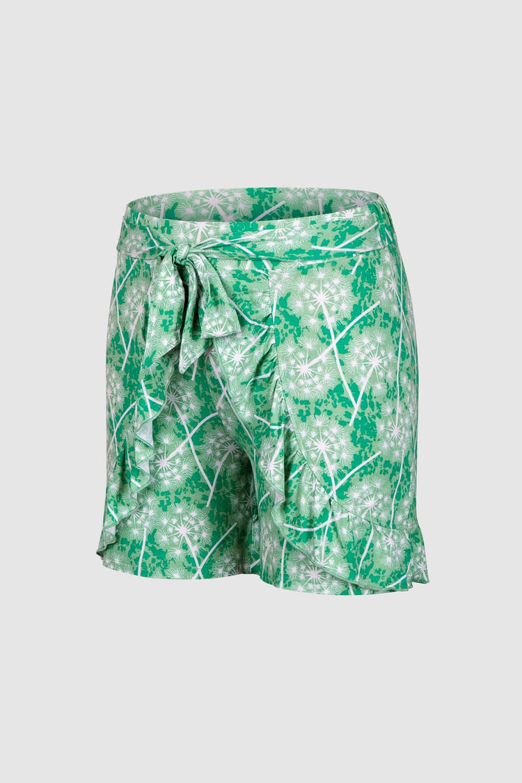 Womens Ruffle Tie-Front Dandelion Printed Shorts