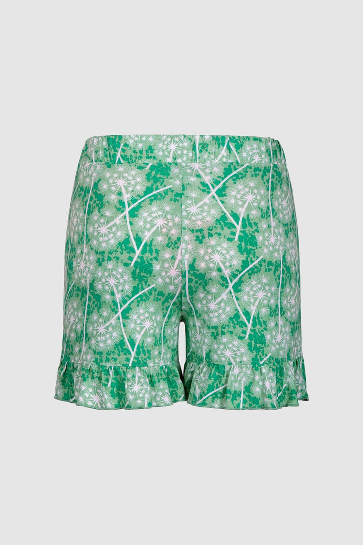 Womens Ruffle Tie-Front Dandelion Printed Shorts