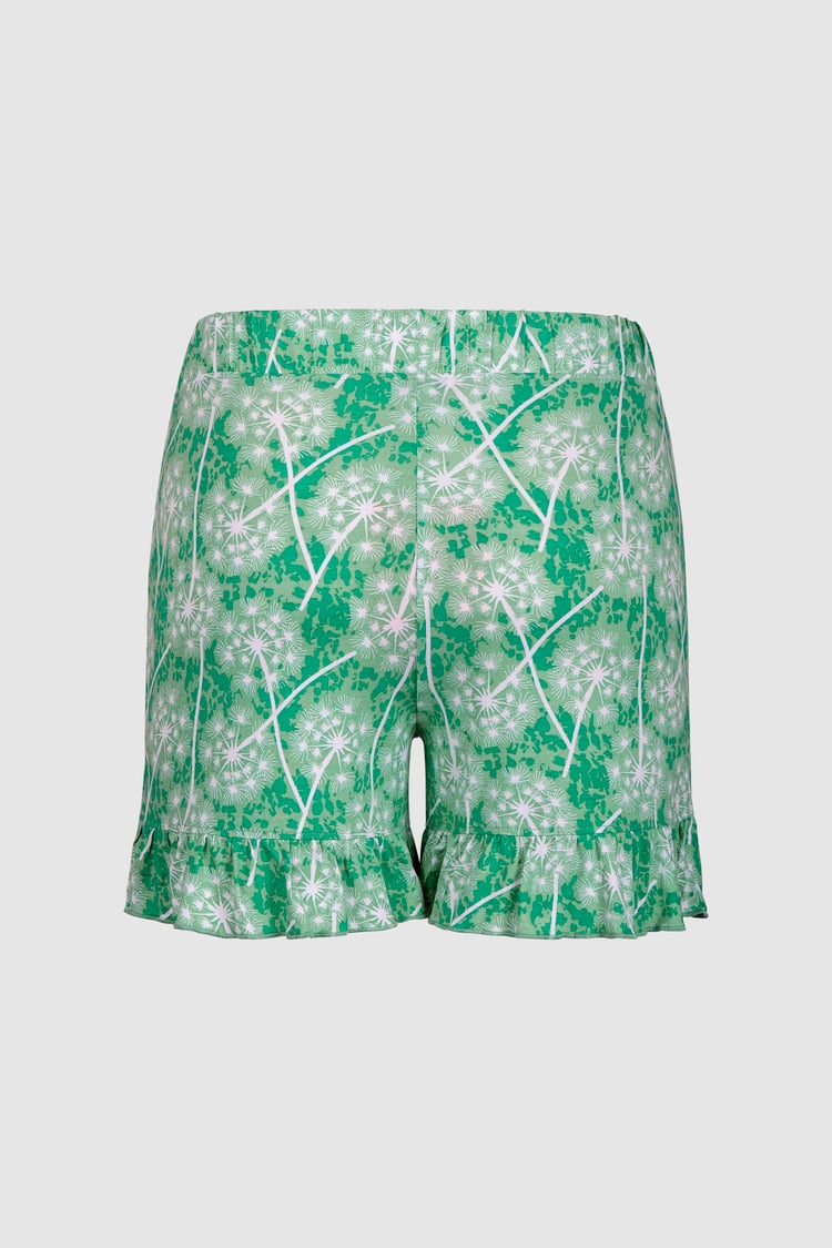 Womens Ruffle Tie-Front Dandelion Printed Shorts