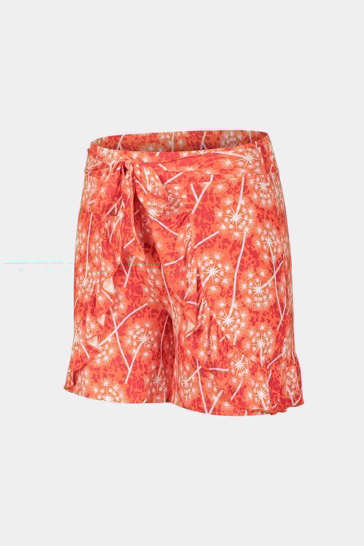 Womens Ruffle Tie-Front Dandelion Printed Shorts
