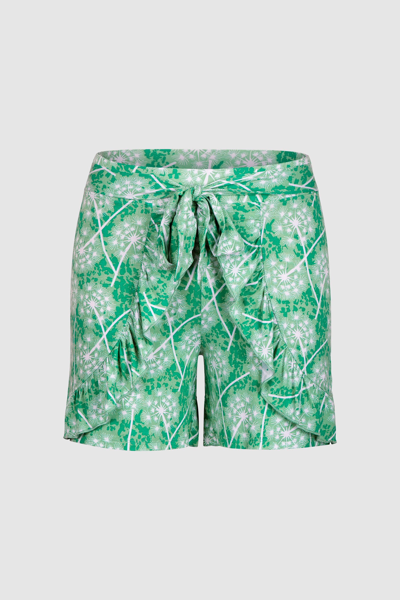 Womens Ruffle Tie-Front Dandelion Printed Shorts