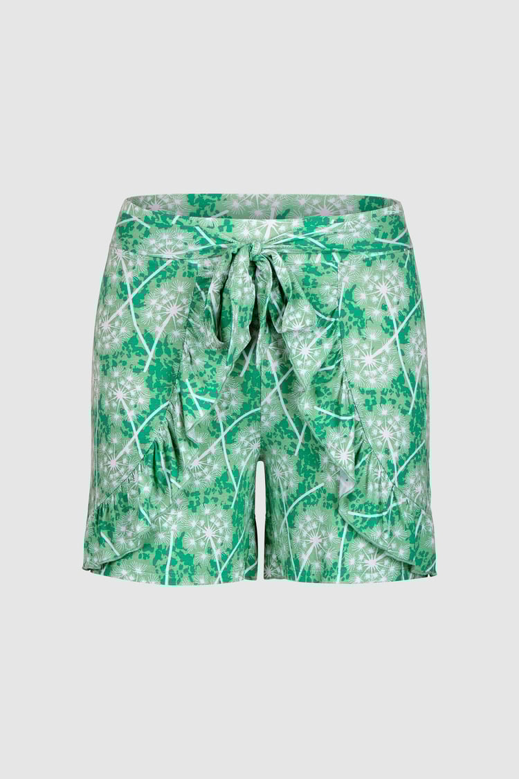 Womens Ruffle Tie-Front Dandelion Printed Shorts