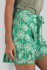 Womens Ruffle Tie-Front Dandelion Printed Shorts