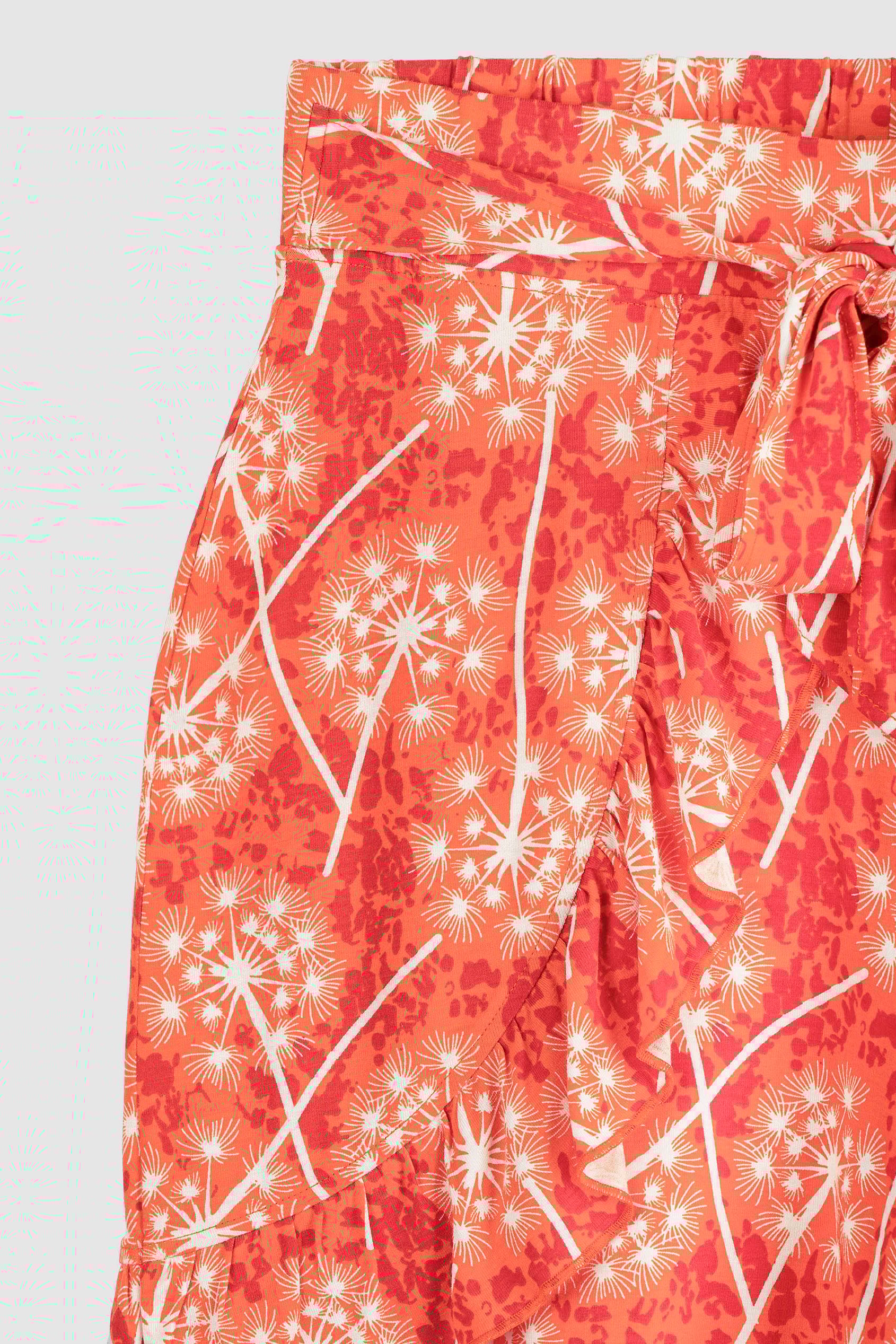 Womens Ruffle Tie-Front Dandelion Printed Shorts