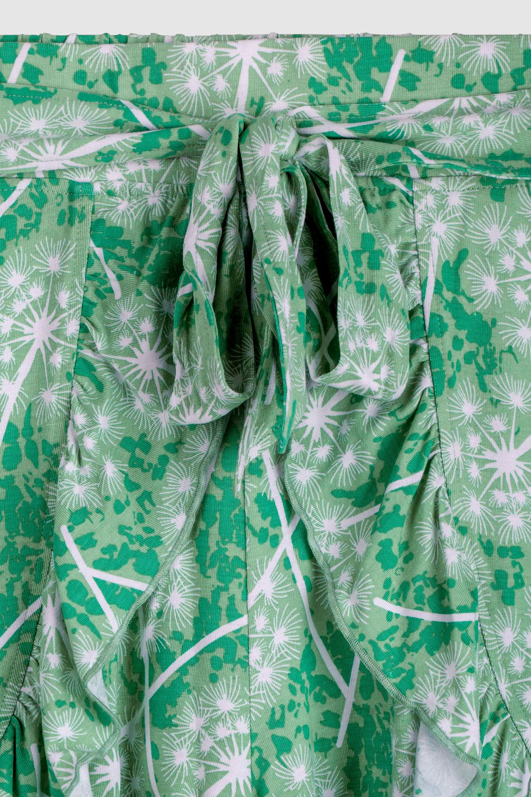 Womens Ruffle Tie-Front Dandelion Printed Shorts