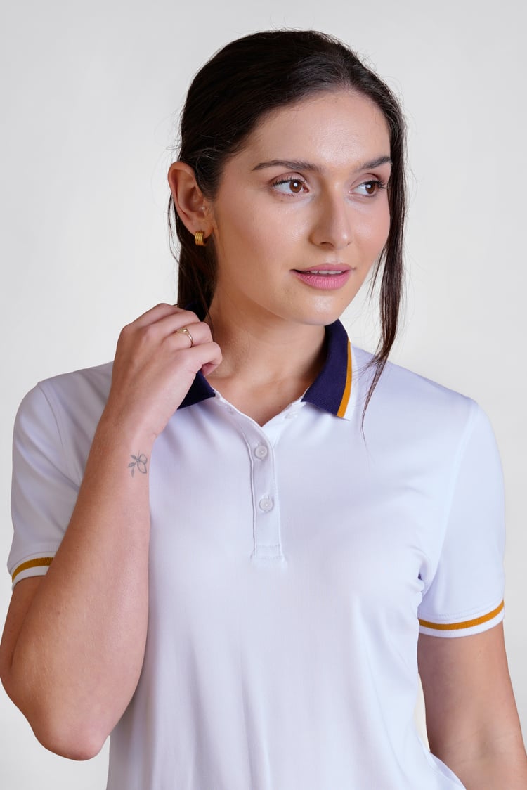 Women's Contrast Collar Jersey Polo Shirt