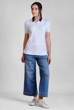 Women's Contrast Collar Jersey Polo Shirt