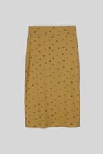 Side Button Split Ribbed Skirt
