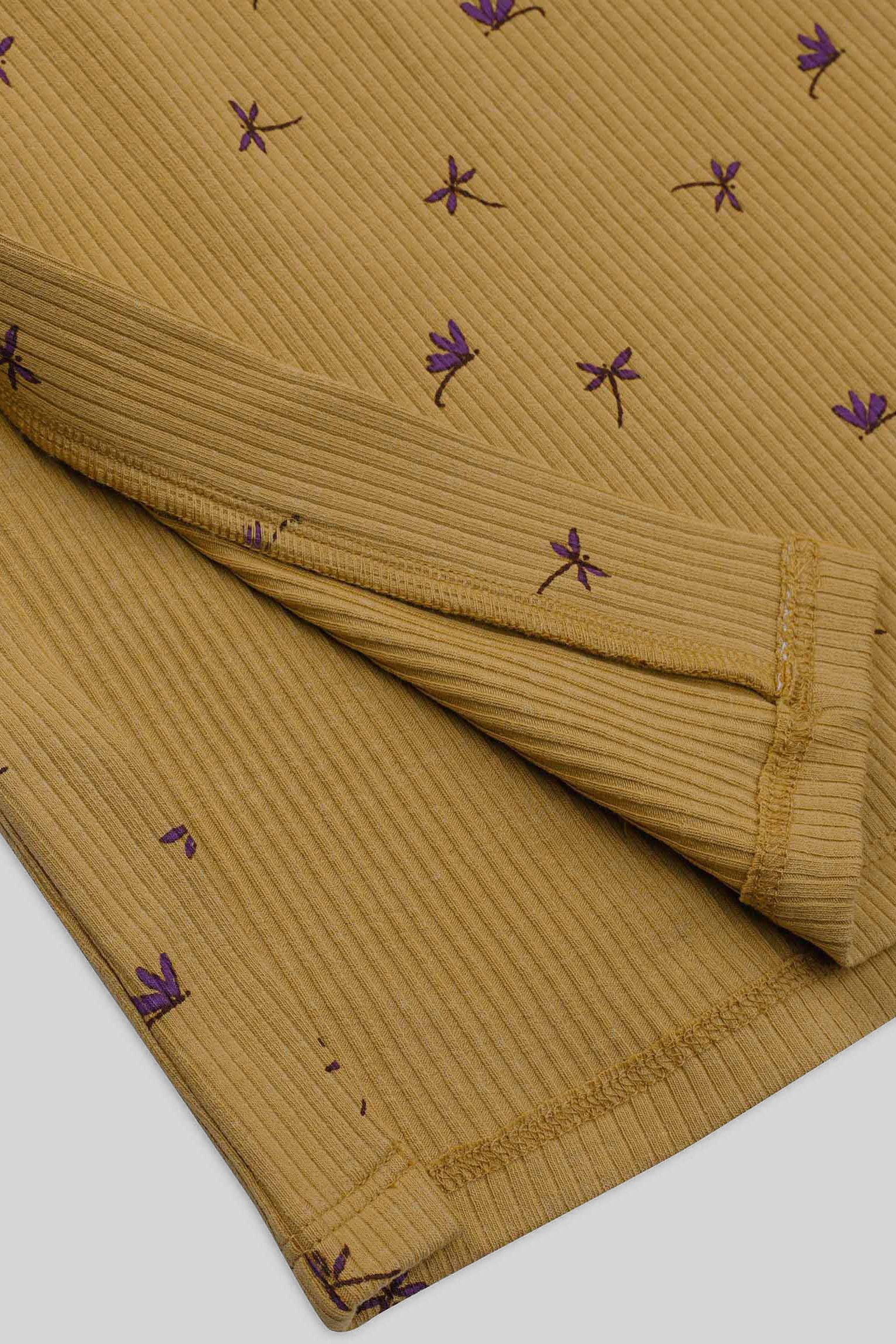 Side Button Split Ribbed Skirt