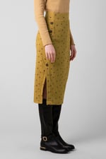 Side Button Split Ribbed Skirt