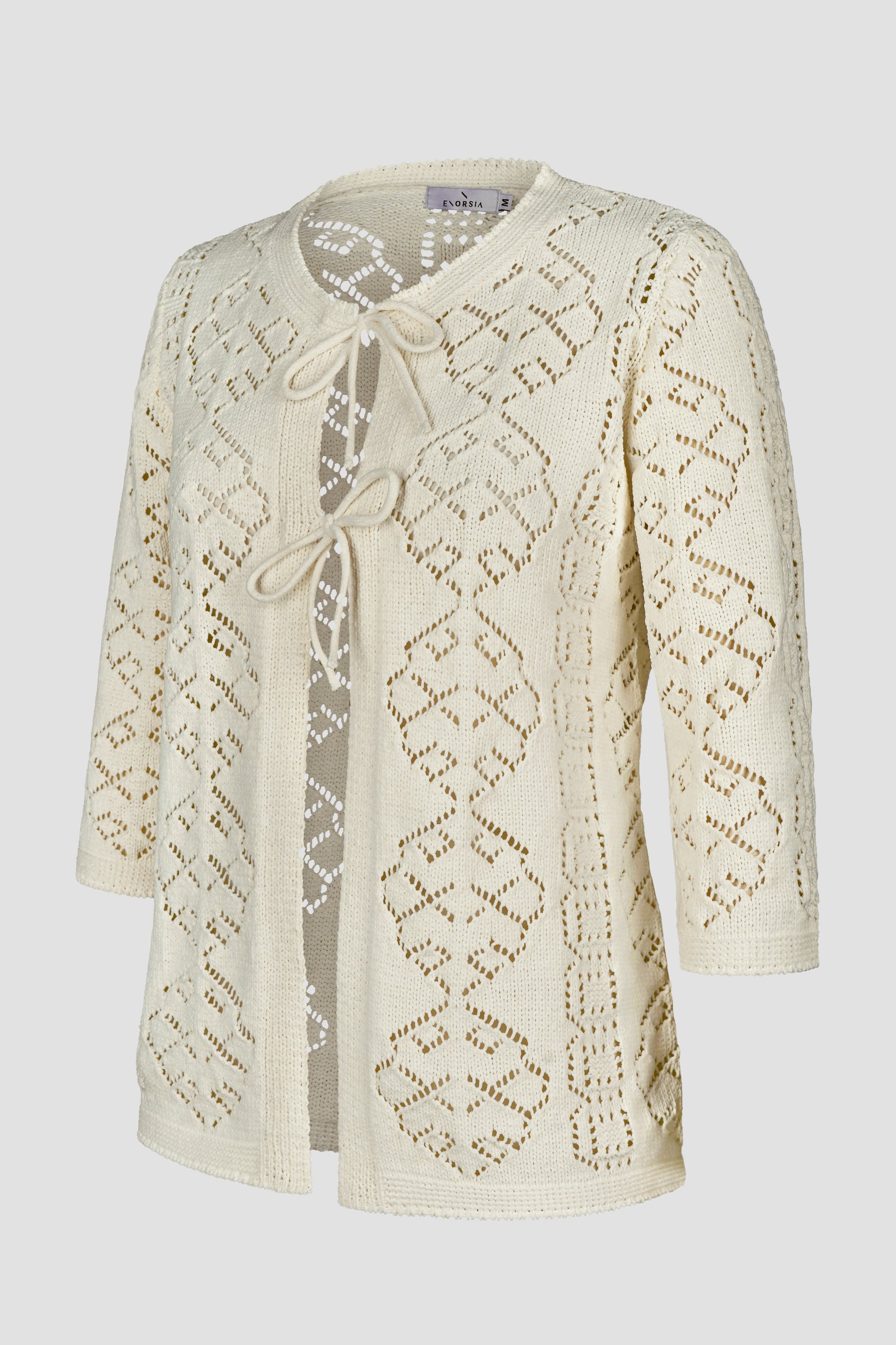 Crochet Front Tie Knit Cardigan