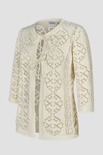 Crochet Front Tie Knit Cardigan