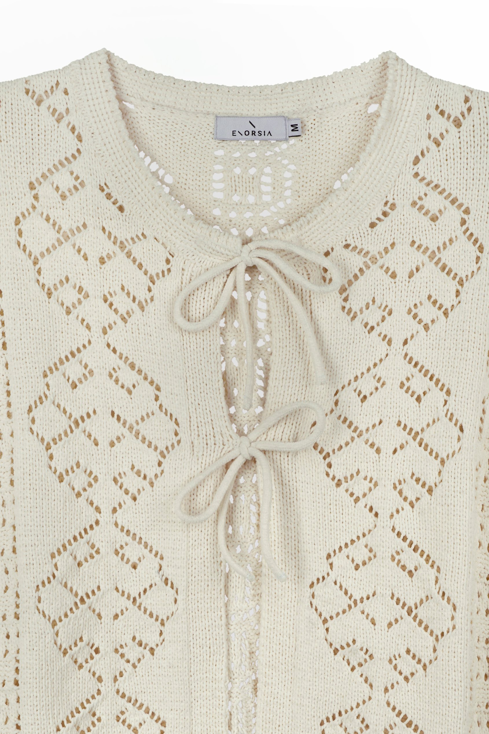 Crochet Front Tie Knit Cardigan