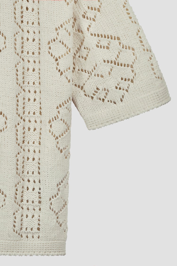 Crochet Front Tie Knit Cardigan