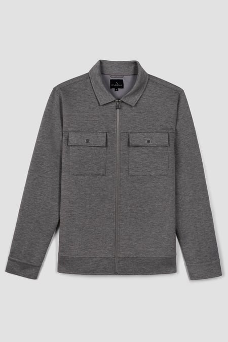 Men's Grey Zip Through Shaket